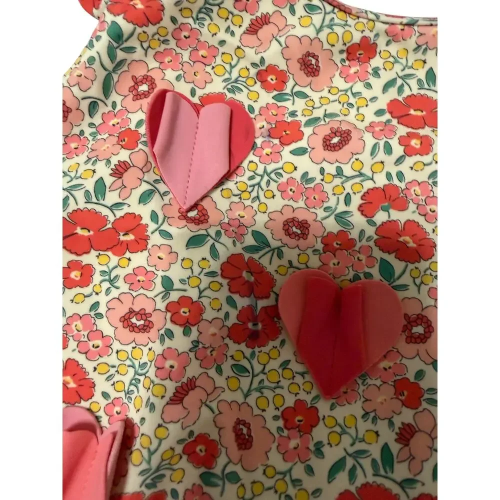 Mini Boden Ruffle One-Piece Swimsuit Pink Floral 2T
